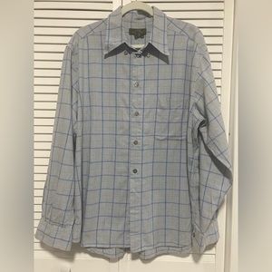 Ermenegildo Zegna Men’s Blue and Brown Check Cotton Casual Shirt Size XL